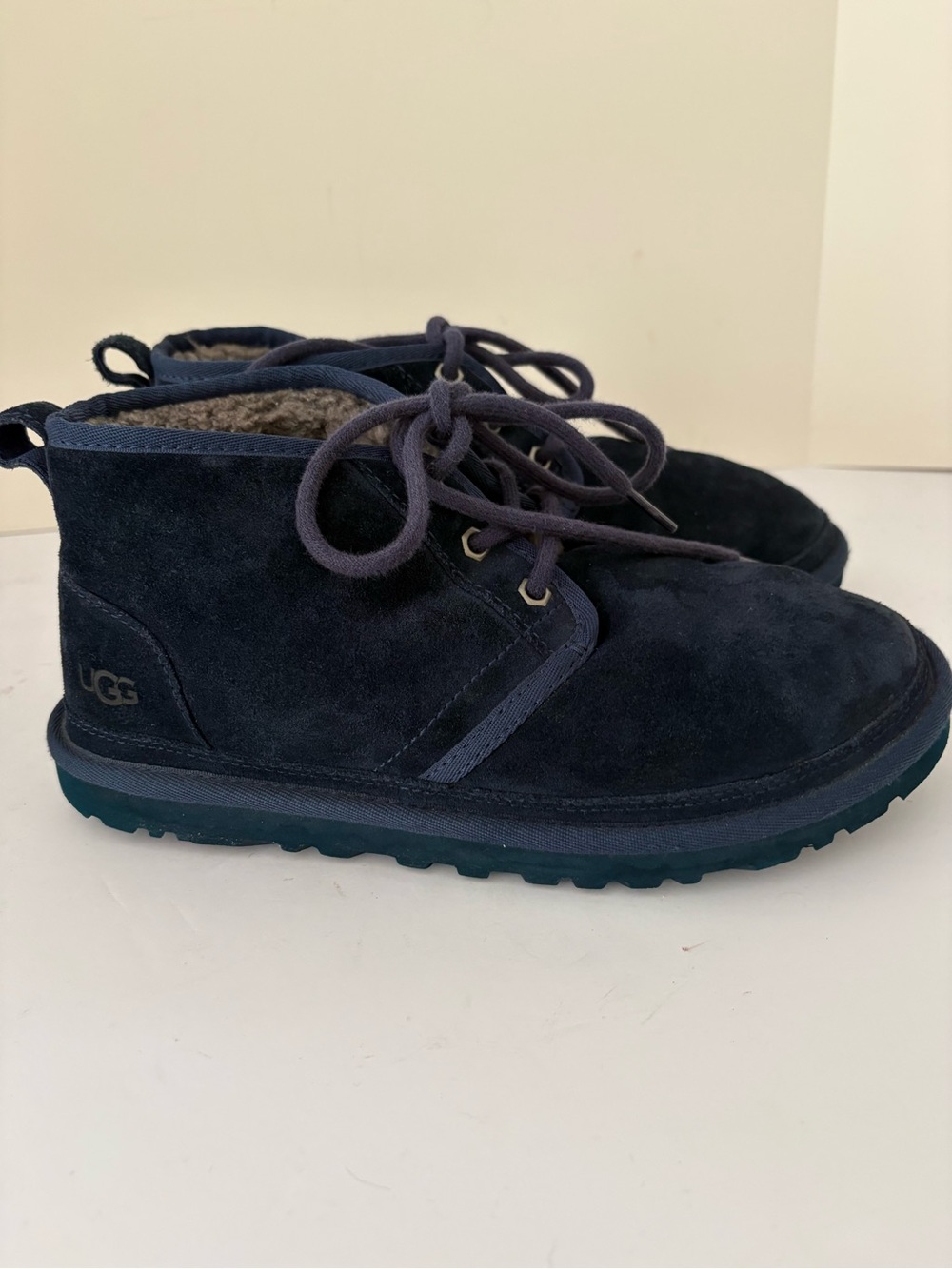 UGG Navy Suede Neumel Lace-Up Chukka Boot. Size 7. Decent shape